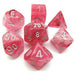 Dice Chessex Dice - Ghostly Glow Pink with Silver - Set of 7 - CHX 27524 - Cardboard Memories Inc.