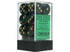 Dice Chessex Dice - Scarab Jade with Gold - Set of 12 D6 - Cardboard Memories Inc.