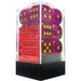 Dice Chessex Dice - Borealis Magenta with Gold - Set of 12 D6 - CHX 27624 - Cardboard Memories Inc.
