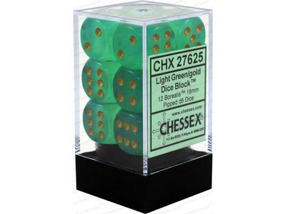 Dice Chessex Dice - Borealis Light Green with Gold - Set of 12 D6 - CHX 27625 - Cardboard Memories Inc.