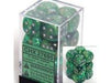 Dice Chessex Dice - Lustrous Green with Silver - Set of 12 D6 - CHX 27695 - Cardboard Memories Inc.