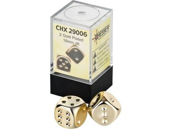 Dice Chessex Dice - Gold Plated - Set of 2 D6 - CHX 29006 - Cardboard Memories Inc.