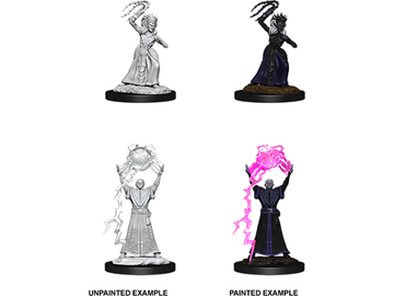Role Playing Games Wizkids - Dungeons and Dragons - Unpainted Miniature - Nolzurs Marvellous Miniatures - Drow Mage/Drow Priestess - 90071 - Cardboard Memories Inc.