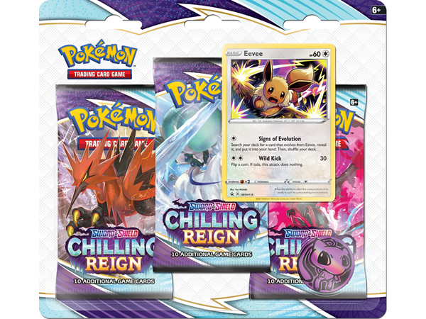 Trading Card Games Pokemon - Sword and Shield - Chilling Reign - 3 Pack Blister - Eevee - Cardboard Memories Inc.