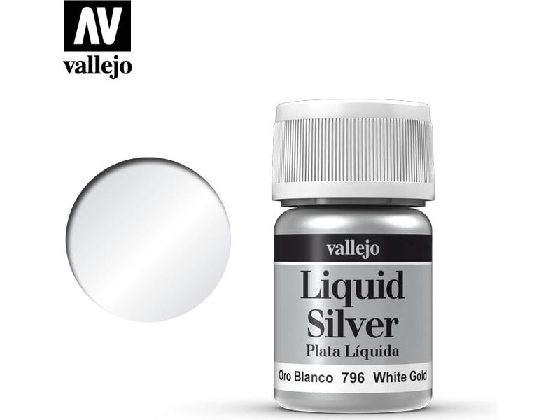 Paints and Paint Accessories Acrylicos Vallejo - White Gold/Liquid Silver - 70 796 - Cardboard Memories Inc.