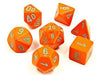 Dice Chessex Dice - Lab Dice - Heavy 7-Die Set - Orange Turquoise - Cardboard Memories Inc.
