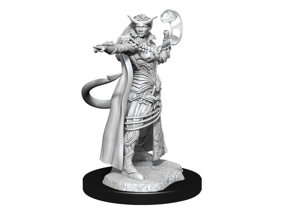Role Playing Games Wizkids - Dungeons and Dragons - Unpainted Miniature - Nolzurs Marvellous Miniatures - Tiefling Sorcerer Female - 90304 - Cardboard Memories Inc.