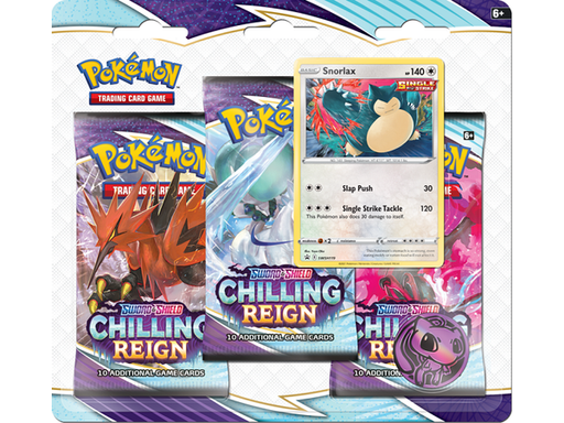 Trading Card Games Pokemon - Sword and Shield - Chilling Reign - 3 Pack Blister - Snorlax - Cardboard Memories Inc.