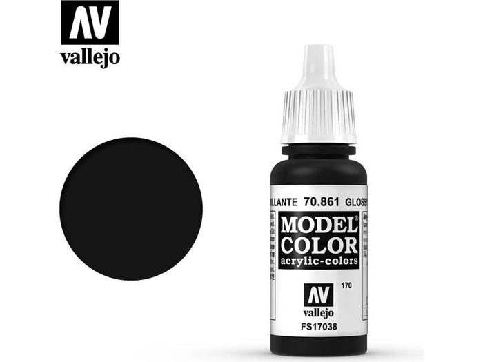 Paints and Paint Accessories Acrylicos Vallejo - Glossy Black - 70 861 - Cardboard Memories Inc.