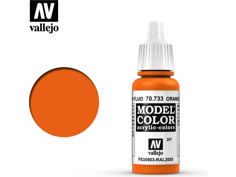 Paints and Paint Accessories Acrylicos Vallejo - Fluorescent Orange - 70 733 - Cardboard Memories Inc.
