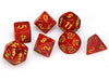 Dice Chessex Dice - Vortex Red with Yellow - Set of 7 - CHX 27444 - Cardboard Memories Inc.
