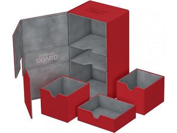 Supplies Ultimate Guard - Twin Flip N Tray Deck Case - Red Xenoskin - 200 - Cardboard Memories Inc.