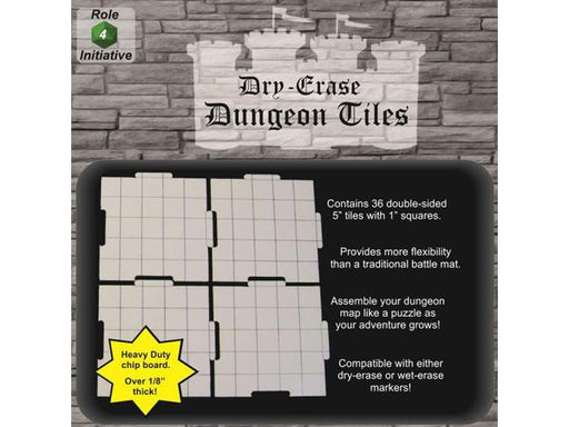 Role Playing Games Role 4 Initiative - Dry-Erase Dungeon Tiles - 36 5-Inch Tiles - Cardboard Memories Inc.