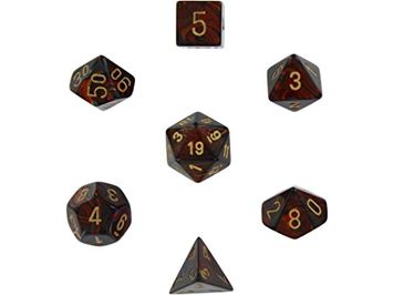 Dice Chessex Dice - Scarab Blue Blood with Gold - Set of 7 - CHX 27419 - Cardboard Memories Inc.
