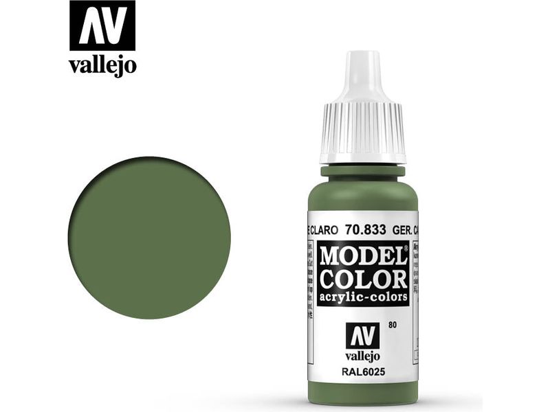 Paints and Paint Accessories Acrylicos Vallejo - German Camouflage Bright Green - 70 833 - Cardboard Memories Inc.