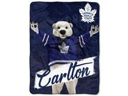 Supplies NHL - Super Plush MicroThrow Blanket - Toronto Maple Leafs Mascot - Carlton The Bear 46 X 60 - Cardboard Memories Inc.