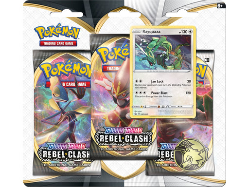 Trading Card Games Pokemon - Sword and Shield - Rebel Clash - 3 Pack Blister - Rayquaza - Cardboard Memories Inc.