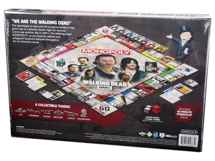USAopoly The Walking Dead Monopoly Board Game - Medium Size, Black, Metal - Model MN116-469