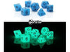 Dice Die Hard Dice - Glow-in-the-Dark Blue - Set of 7 - Cardboard Memories Inc.