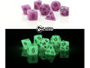 Dice Die Hard Dice - Glow-in-the-Dark Purple - Set of 7 - Cardboard Memories Inc.
