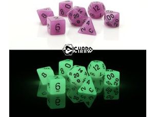 Dice Die Hard Dice - Glow-in-the-Dark Purple - Set of 7 - Cardboard Memories Inc.
