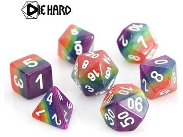 Dice Die Hard Dice - Rainbow - Set of 7 - Cardboard Memories Inc.