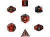 Dice Chessex Dice - Gemini Black-Red with Gold - Set of 7 - CHX 26433 - Cardboard Memories Inc.
