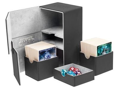 Supplies Ultimate Guard - Twin Flip N Tray Xenoskin - Black - 160 - Cardboard Memories Inc.