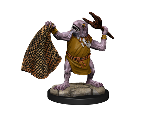 Role Playing Games Wizkids - Dungeons and Dragons - Unpainted Miniature - Nolzurs Marvellous Miniatures - Kuo-Toa and Kuo-Toa Whip - 90246 - Cardboard Memories Inc.
