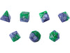 Dice Gate Keeper Games - Halfsies Dice - Puzzling Purple and Grin - Green Joker - Set of 7 - Cardboard Memories Inc.