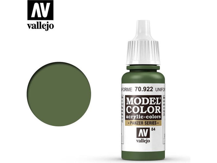 Paints and Paint Accessories Acrylicos Vallejo - Uniform Green - 70 922 - Cardboard Memories Inc.
