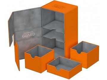 Supplies Ultimate Guard - Twin Flip N Tray Deck Case - Orange Xenoskin - 200 - Cardboard Memories Inc.