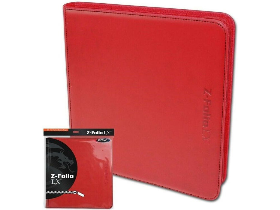 Supplies BCW - Z-Folio 12 Pocket LX Album - Red - Cardboard Memories Inc.