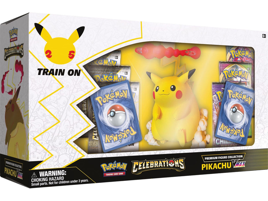 Trading Card Games Pokemon - 2021 - Celebrations - Pikachu V-Max - Premium Figure Trading Card Collection Box - Cardboard Memories Inc.