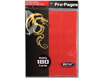 Supplies BCW - 9 Pocket Side-loading Pages - Pack of 10 - Red - Cardboard Memories Inc.