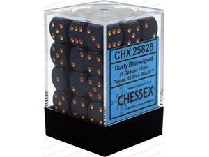 Dice Chessex Dice - Opaque Dusty Blue with Copper - Set of 36 D6 - CHX 25826 - Cardboard Memories Inc.