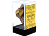 Dice Chessex Dice - Lustrous Gold with Silver - Set of 7 - CHX 27493 - Cardboard Memories Inc.