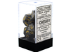 Dice Chessex Dice - Lustrous Black with Gold - Set of 7 - CHX 27498 - Cardboard Memories Inc.