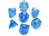 Dice Chessex Dice - Borealis Sky Blue with White - Set of 7 - CHX 27426 - Cardboard Memories Inc.