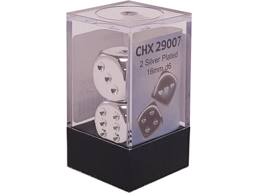 Dice Chessex Dice - Silver Plated - Set of 2 D6 - CHX 29007 - Cardboard Memories Inc.