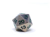 Dice Koplow Dice - Silver with Green Metal Dice - Countdown D20 - Cardboard Memories Inc.