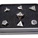 Dice Die Hard Dice - RPG Metal Battleworn Silver with Black 94071- Set of 7 - Cardboard Memories Inc.