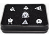 Dice Die Hard Dice - RPG Metal Shiny Silver with Black 94157 - Set of 7 - Cardboard Memories Inc.