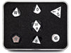 Dice Die Hard Dice - RPG Metal Shiny Silver with Black 94157 - Set of 7 - Cardboard Memories Inc.