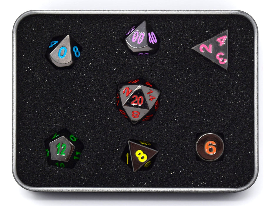 Dice Die Hard Dice - RPG Metal Sinister Rainbow - Set of 7 - Cardboard Memories Inc.