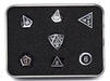 Dice Die Hard Dice - Gothica Metal Shiny Silver with Black - Set of 7 - Cardboard Memories Inc.