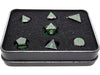 Dice Die Hard Dice - RPG Metal Sinister Chrome with Green - Set of 7 - Cardboard Memories Inc.