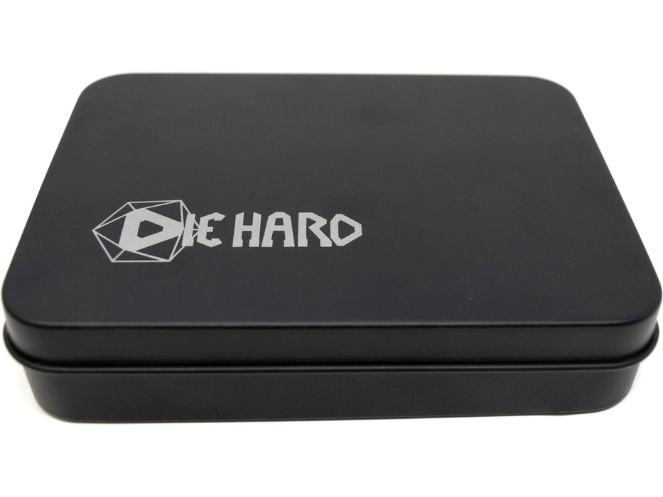 Dice Die Hard Dice - RPG Metal Sinister Chrome with Green - Set of 7 - Cardboard Memories Inc.