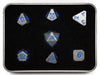 Dice Die Hard Dice - Forge Metal Raw Steel with Paragon Blue - Set of 7 - Cardboard Memories Inc.