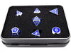 Dice Die Hard Dice - Metal Gemstone Silver Sapphire - Set of 7 - Cardboard Memories Inc.